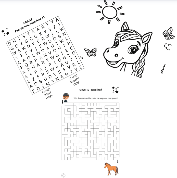 Gratis paarden woordzoeker voorbeeld
